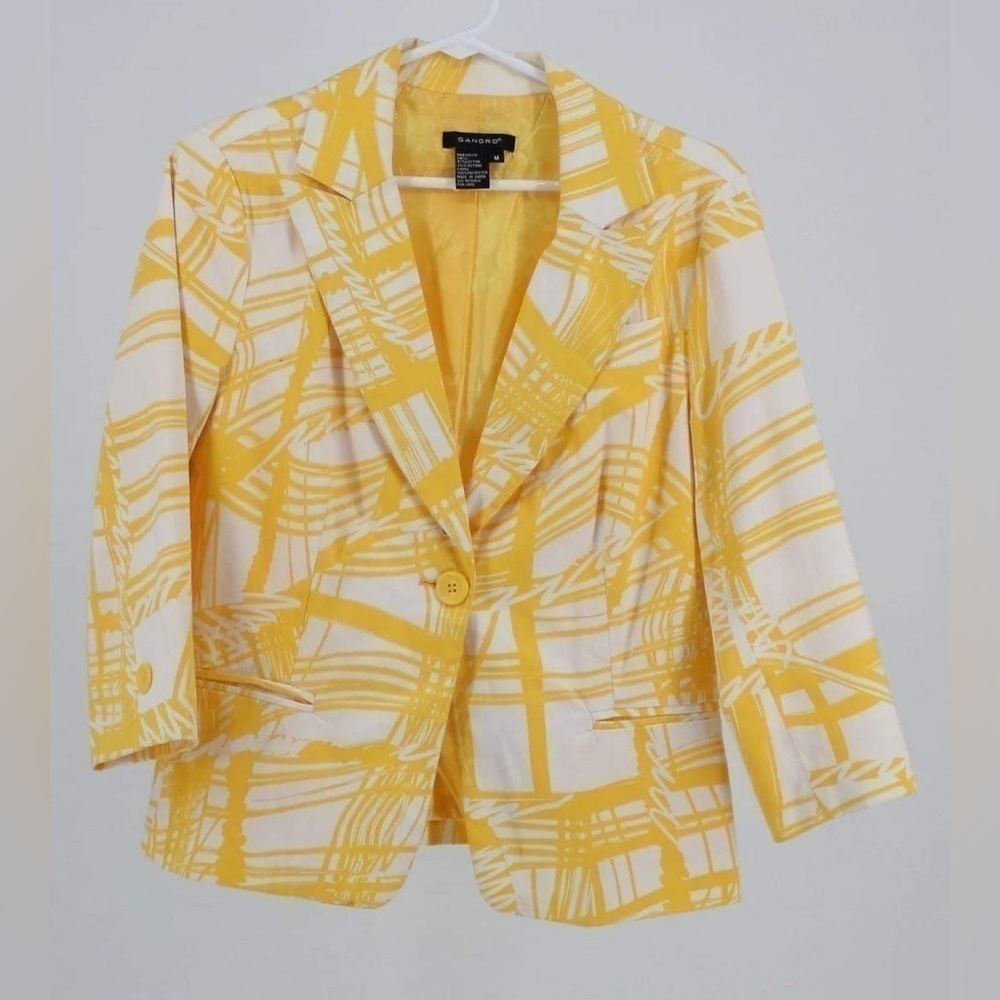 SANDRO | Yellow Abstract Pattern 3/4 Sleeves Size M